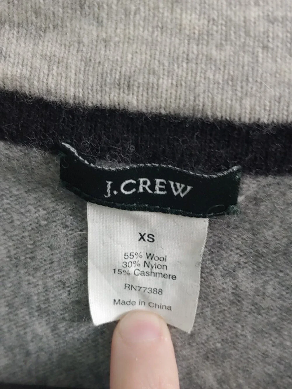Vintage J. Crew Varsity Cardigan Women's Grey Wool Cashmere Sweater Size XS